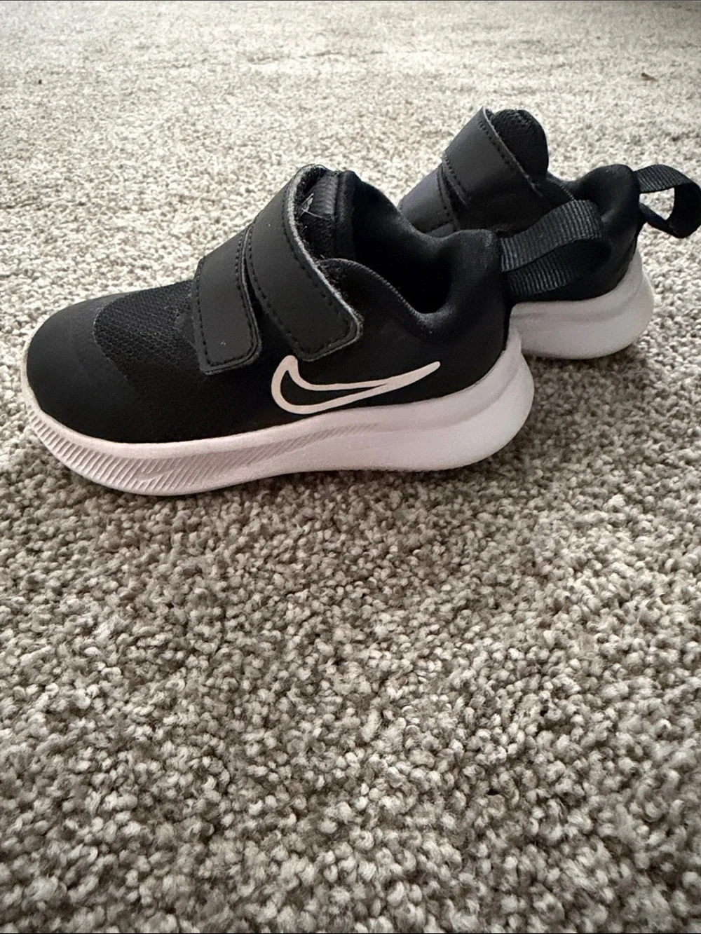 Nike Kids Black and White Velcro Athletic Sneakers